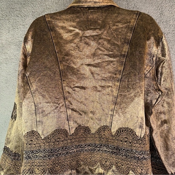 Flashback Vintage Jacket Women's Large Floral Embroidered‎ Crochet Beaded Coat - Picture 9 of 11